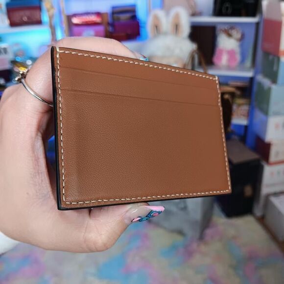 Celine Zip TRIOMPHE Canvas Wallet W/ Lamb Skin Leather Brown Card Holders Set - Picture 12 of 13